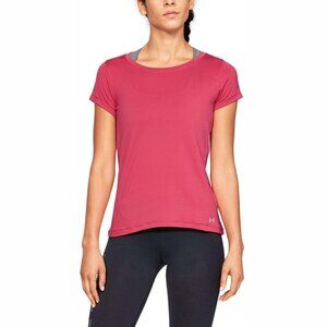 Under Armour Women Heatgear Streaker Short Sleeve T-Shirt Pink Medium 8 - 10